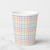 Rainbow pleid pastel gingham schattig Pasen Papieren Bekers (Rechts)
