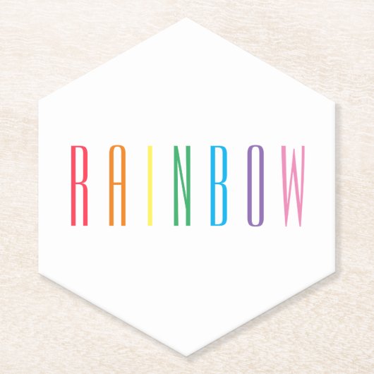 RAINBOW Pointy Hexagon Papier Onderzetters (Voorkant)