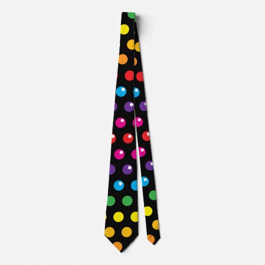 Rainbow Pois Clown Funny Black Cravate (Devant)