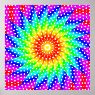 Rainbow Polka Dot Kaleidoscope Mandala Poster