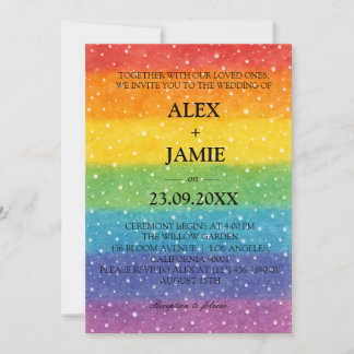Rainbow Polka Dot LGBT bruiloft uitnodiging