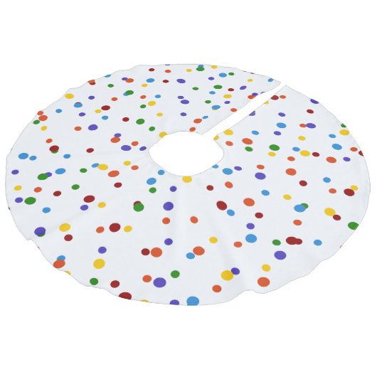 Rainbow Polka Dot Pattern White kleurful Imitatie Linnen Kerstboom Kleed (Gekanteld)