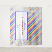 Rainbow Polka Dot Stripes Baby shower Backdrop Wandkleed (Voorkant)