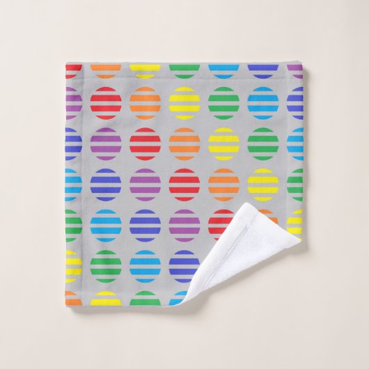Rainbow Polka Dots and Stripes Silver Bad Handdoek (Wasdoekje)