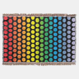 Rainbow Polka Dots - Black Deken