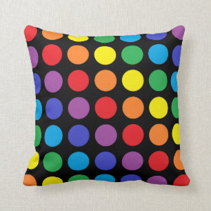 Rainbow Polka Dots Black Pillow Kussen