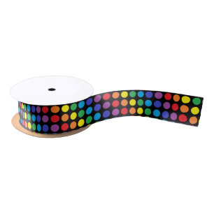 Rainbow Polka Dots Black Ribbon Lint