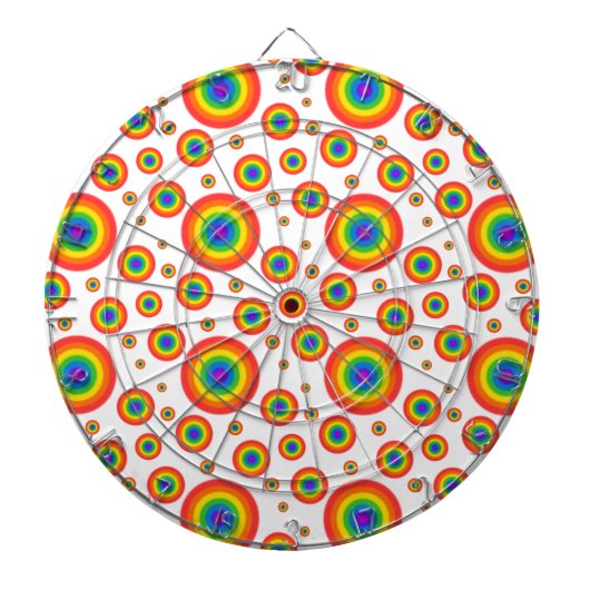 Rainbow Polka Dots Dartbord (Voorkant)