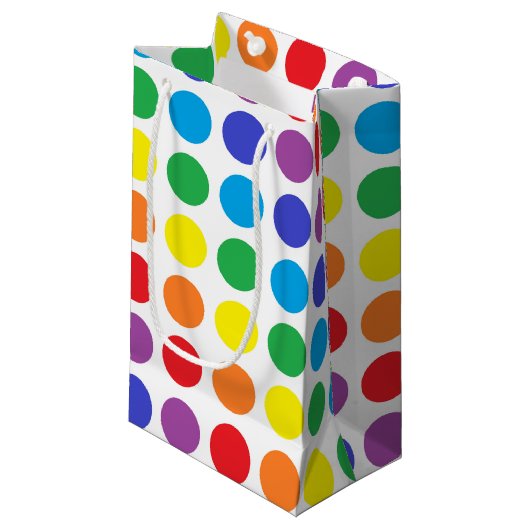 Rainbow Polka Dots Gift Bag Klein Cadeauzakje (Voorkant Gekanteld)