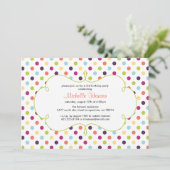 Rainbow Polka Dots Invitation Kaart (Staand voorkant)