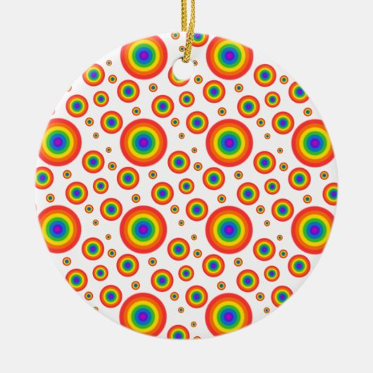 Rainbow Polka Dots Keramisch Ornament (Voorkant)