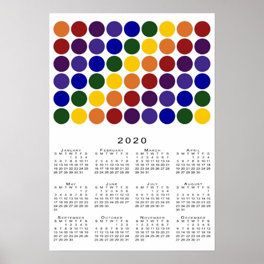 Rainbow Polka Dots LGBT Pride 2020-agenda Poster (Voorkant)