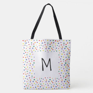 Rainbow Polka Dots Monogram Draagtas