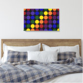 Rainbow Polka Dots on Black Canvas Afdruk (Insitu (Slaapkamer))