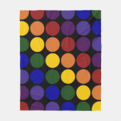 Rainbow Polka Dots on Black Fleece Deken (Voorkant)