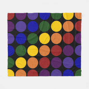 Rainbow Polka Dots on Black Fleece Deken