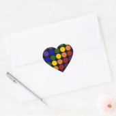 Rainbow Polka Dots on Black Hart Sticker (Envelop)