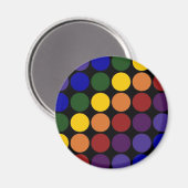 Rainbow Polka Dots on Black Magneet (Voorkant / Achterkant)
