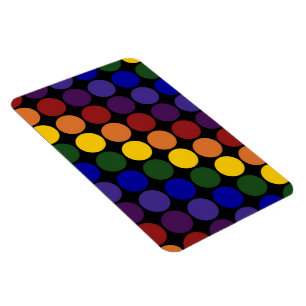 Rainbow Polka Dots on Black Magneet