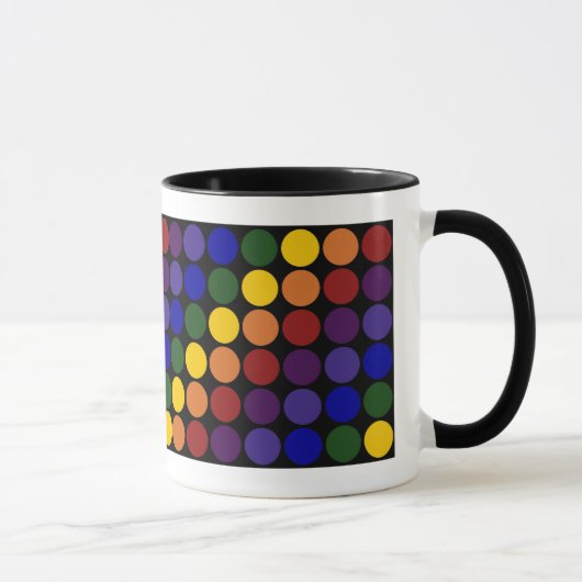Rainbow Polka Dots on Black Mok (Rechts)