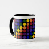 Rainbow Polka Dots on Black Mok (Voorkant links)