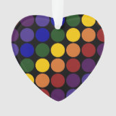 Rainbow Polka Dots on Black Ornament (voorkant)