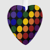 Rainbow Polka Dots on Black Ornament (voorkant)