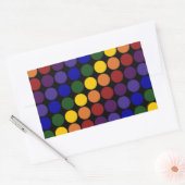 Rainbow Polka Dots on Black Rechthoekige Sticker (Envelop)