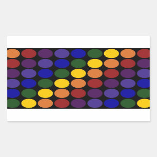 Rainbow Polka Dots on Black Rechthoekige Sticker