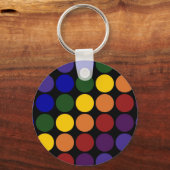 Rainbow Polka Dots on Black Sleutelhanger (Voorkant)