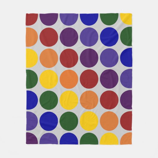 Rainbow Polka Dots on Grey Fleece Deken (Voorkant)