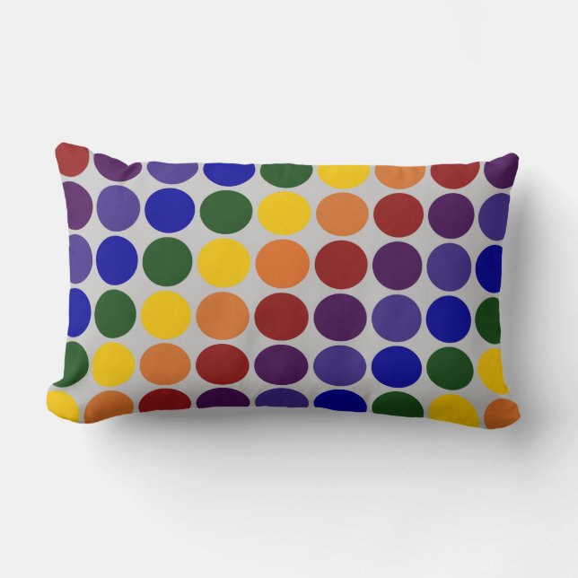 Rainbow Polka Dots on Grey Kussen (Voorkant)