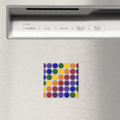 Rainbow Polka Dots on Grey Magneet (Insitu (Vaatwasser))