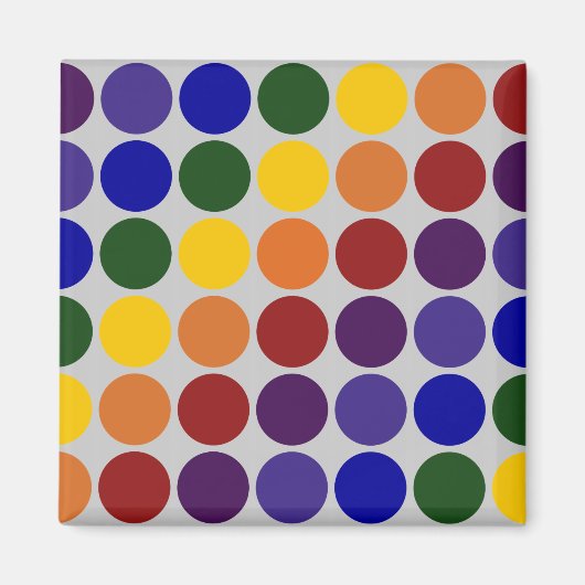 Rainbow Polka Dots on Grey Magneet (Voorkant)