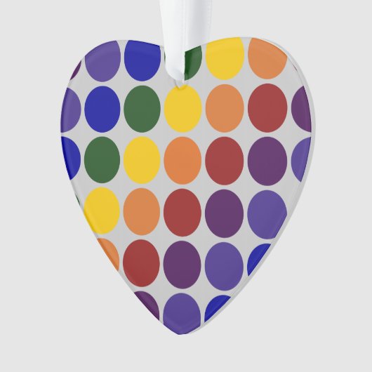 Rainbow Polka Dots on Grey Ornament (voorkant)