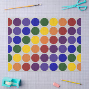 Rainbow Polka Dots on Grey Tissue Paper Tissuepapier