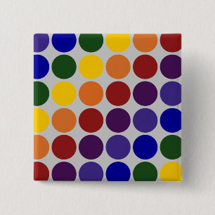 Rainbow Polka Dots on Grey Vierkante Button 5,1 Cm