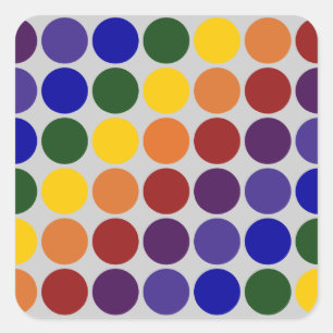 Rainbow Polka Dots on Grey Vierkante Sticker