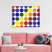 Rainbow Polka Dots on White Canvas Afdruk (Insitu (Woonkamer))