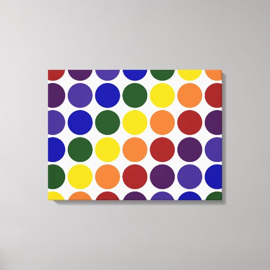 Rainbow Polka Dots on White Canvas Afdruk (Voorkant)