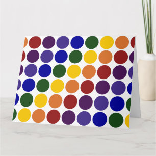Rainbow Polka Dots on White Kaart