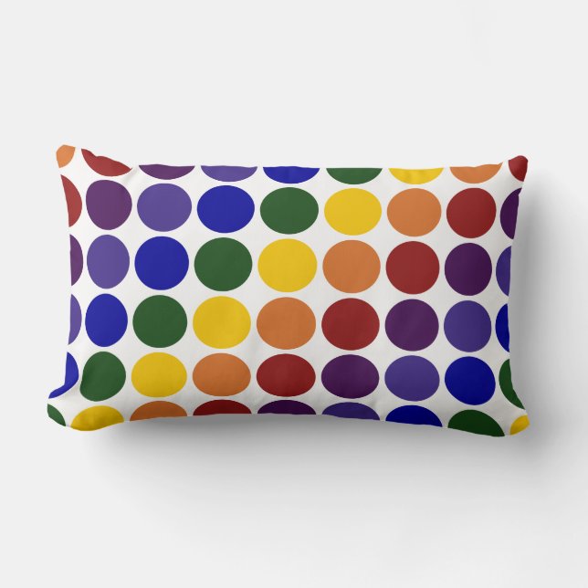 Rainbow Polka Dots on White Kussen (Voorkant)