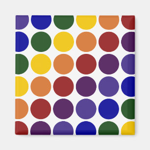 Rainbow Polka Dots on White Magneet