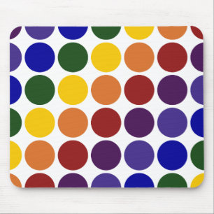 Rainbow Polka Dots on White Muismat