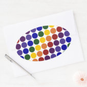 Rainbow Polka Dots on White Ovale Sticker (Envelop)