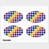 Rainbow Polka Dots on White Ovale Sticker (Vel)