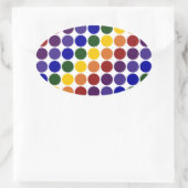 Rainbow Polka Dots on White Ovale Sticker (Tas)