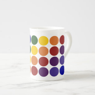 Rainbow Polka Dots on White Porselein Kop