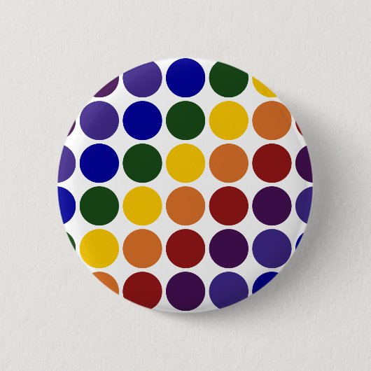 Rainbow Polka Dots on White Ronde Button 5,7 Cm (Voorkant)