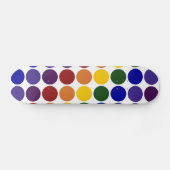 Rainbow Polka Dots on White Skateboard (Horizontaal)